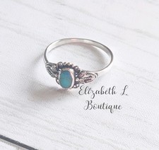 925 Sterling Silver Genuine Turquoise Ring Size 8 Boutique New 