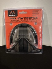 Walkers Pro Low Profile Passive Folding Earmuffs 22dB NRR Black Shooting
