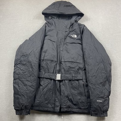 The North Face Jacket Womens Large Black Hyvent Goose Down Belted Hooded Zip Up
