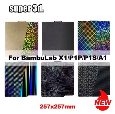 PEO/PEI Bauplatte 257x257mm für Bambu Lab P1S X1 H1H Carbon A1 Federstahl