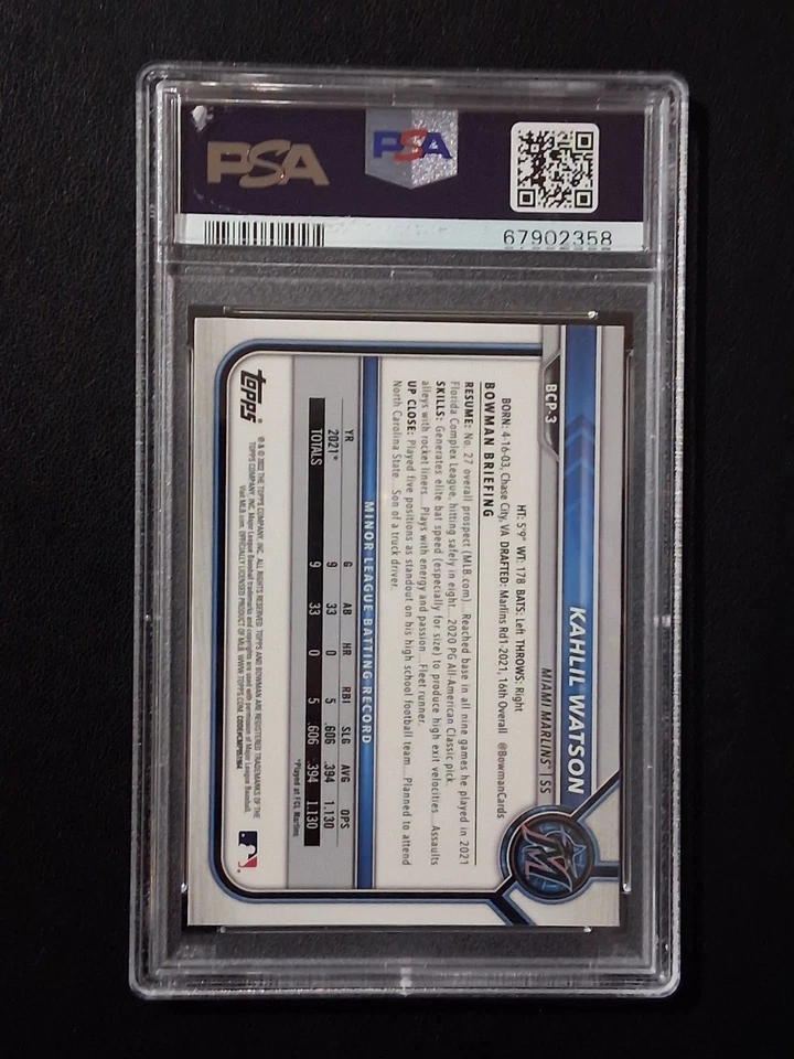 2022 Bowman Sapphire Edition - Chrome Prospects Kahlil Watson #BCP-3 (RC) - Image 4 of 4