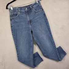 Gap Mom Jeans Womens 28 Blue High Rise Tapered Medium Wash Denim Stretch Cropped