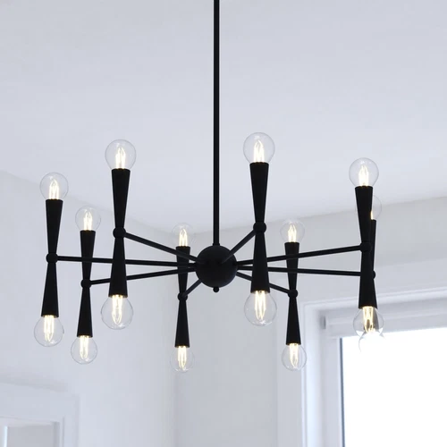 Drake 29-in. 16 Light Chandelier Matte Black - Picture 4 of 6