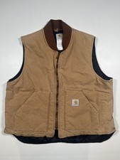 Vintage Carhartt Vest Mens 2XL Brown Quilted Insulated Zip Lined Workwear USA