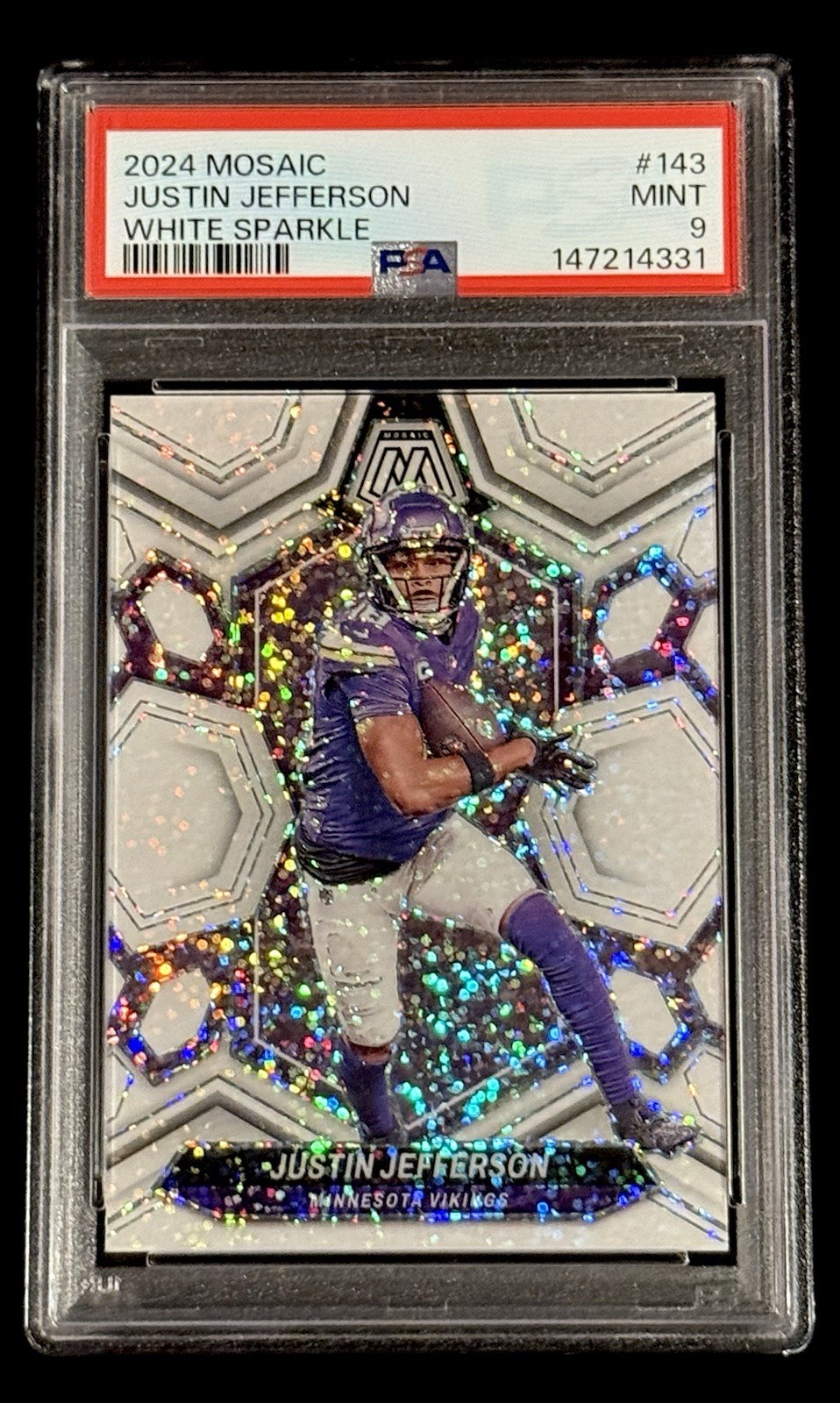 Justin Jefferson 2024 Mosaic White Sparkle PSA 9 MINT SSP Vikings PSA 9 MINT