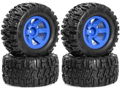RUBBER TIRE AND RIM SET 90 X 45mm 12mm HEX FOR 1/16 TRAXXAS MINI E-REVO SUMMIT