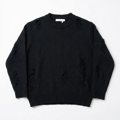 mnml Black Distressed Crew Neck Pullover Sweater Long Sleeve Size M M2023