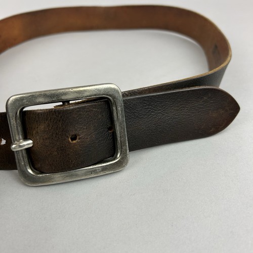 Gap England Brown Distressed Leather Jeans Vintage Belt Size 34 41" Long Length - Picture 3 of 14