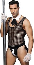 4 Piece Men's Butler Waiter Fancy Costume Halloween Stag Do Size S/M