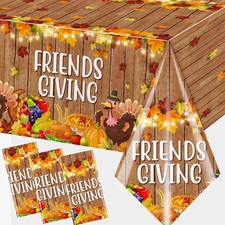 GREHUMOR 3pcs Friendsgiving Tablecloth Party Decorations Thanksgiving Fall Tu...