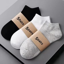 5 Pairs Women/Men Socks Breathable Sports Socks Solid Color Boat Socks Comfortab