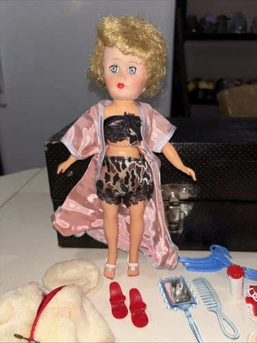 Vintage Fashion Doll w Wardrobe Trunk Clothes Shoes Accessories Lot 1950s
