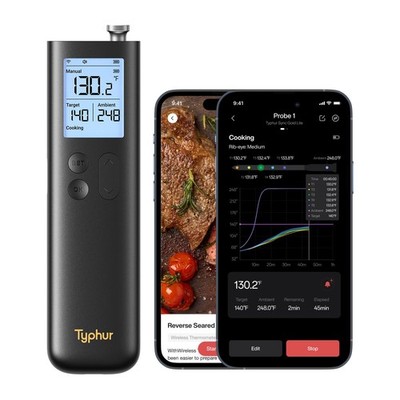 Sync Gold Wireless Meat Thermometer, Enhanced 10X Sub-1G Signal and Stability...