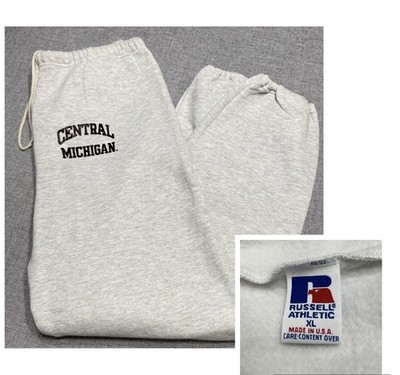 Vintage Russell Sweatpants Central Michigan XL Light Gray Sweats Made In USA