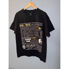 Warner Bros Studios Looney Tunes History Graphic T-Shirt Black Gold Foil Large