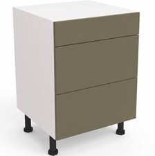 Image of Fully Assembled Kitchen 700mm Matt Agave Green 3 Drawer Base Unit