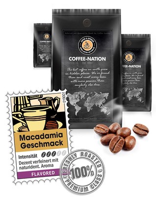 Kaffee MACADAMIA aromatisiert von Coffee-Nation, 500g Bohnen