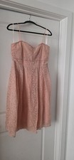 boohoo Women's Pink Floral Lace Sweetheart Strappy Fit & Flare Zip Dress 14