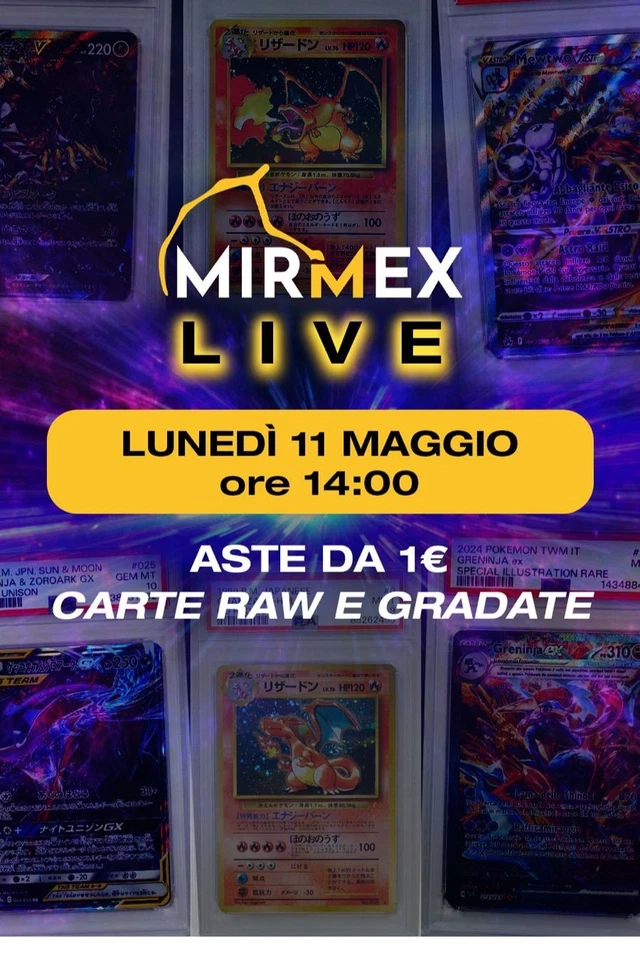 MIRMEX LIVE! Aste da 1€! Carte Raw e Gradate!