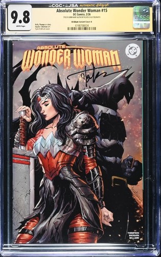 Absolute Wonder Woman #15 CGCxJSA 9.8 SIGNED Tyler Kirkham Variant Batman DC