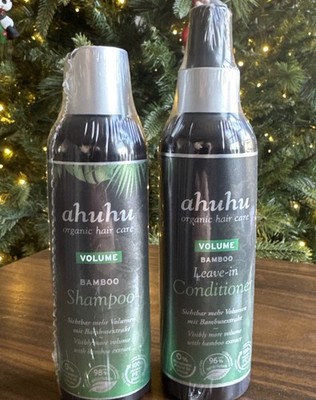 Ahuhu Organic Volumizing Bamboo SHAMPOO & Leave in Conditioner 6.76 oz (2)