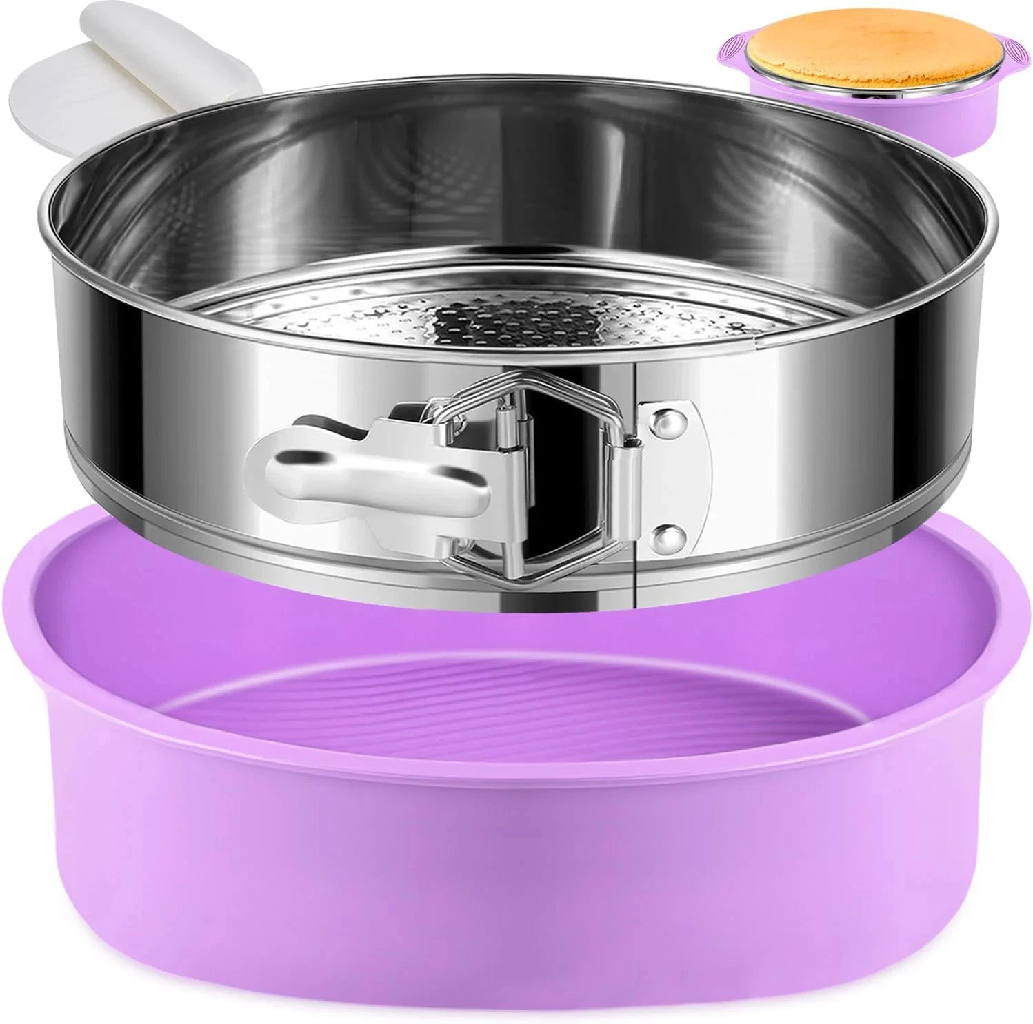 304 Stainless Steel Springform Pan 9 Inch Nonstick, Leakproof Cheesecake Pan wit