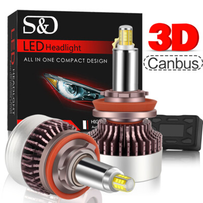 6-Side 3D H11 LED Headlight Low Beam Bulbs H8 H9 Kits 80W 20000LM 6000K Canbus