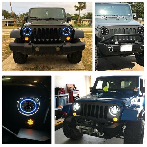 Blue Halo 7" LED Headlight 4" Fog Light for Jeep Wrangler JL Gladiator 18-202 9" - Imagen 11 de 11