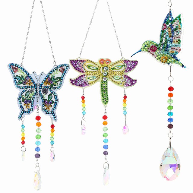 3pcs Diamond Painting Suncatcher DIY Creative Diamond Wind Chime Kit waSbi 3pcs Diamond Painting Suncatcher DIY Creative Diamond Wind Chime Kit waSbi