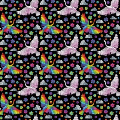 100% Baumwolle Digital Stoff Mosaik Schwan Regenbogen Stolz Handarbeit 140cm breit