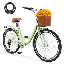 MOONCOOL 24 Inch Adult Bicycle, City Bike Bike Beach Complete Cruiser Bike 350lb