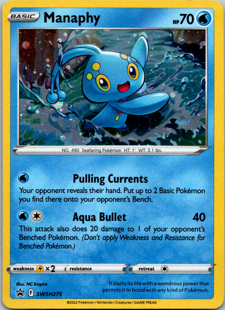 Manaphy Pokemon Sword & Shield SWSH275 Cosmos Holo Black Star Promo NM