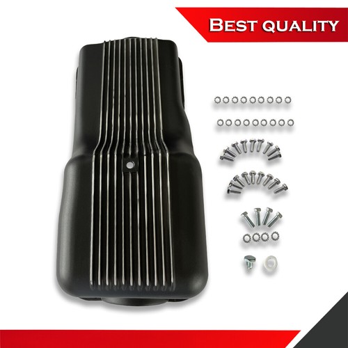 1962-82 SBF Ford Polished Aluminum Oil Pan Retro Finned Front Sump | Fits 260 289 302 Engines | Part #SRN8446