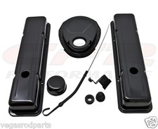 Small Block 350 Chevy Black Steel Dress Up Kit Valve Cover Chevrolet Timing