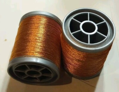 Coats & Clark COPPER Metallic Embroidery Sewing Thread Lot 2 Spools 125 YD EA