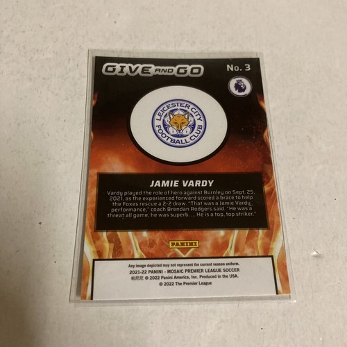 2021-22 Panini Mosaic Premier League Give and Go Jamie Vardy Orange Fluorescent - Bild 4 von 4