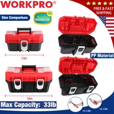 WORKPRO 16"/13" Tool Box Organizer Removable Tray Heavy Duty Tool Case Tool Bags
