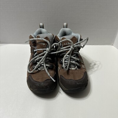 LL Bean Hiking Boots Shoes Kids Youth Size 12 High Top Gore Tex Brown Blue 