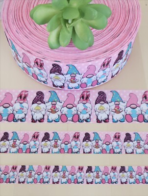 5/8, 7/8 & 1.5'' (1 YD) Easter Gnomes Grosgrain Ribbon Easter Bunny Eggs