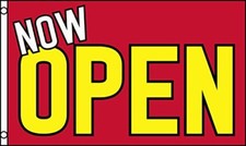 3x5 Open Flag Advertising Now Open Red Flag 3'x5' Banner Grommets Fade Proof