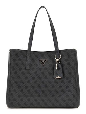 GUESS Meridian II Girlfriend Tote Bag Schultertasche Coal Logo dunkelgrau Neu