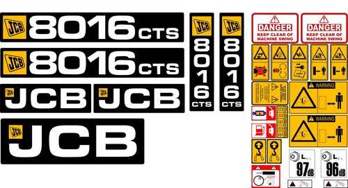 Jcb 8016CTS Mini Digger Autocollant Completes avec Sécurité Avertissement - Afbeelding 2 van 2