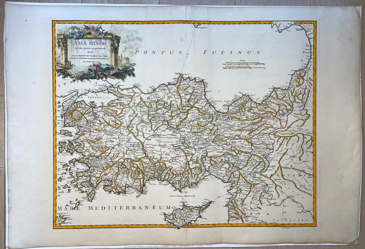 ASIA MINOR CYPRUS 1756 ROBERT DE VAUGONDY LARGE ANTIQUE MAP 18TH