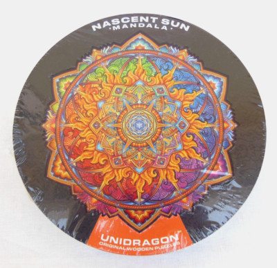 UNIDRAGON Mandala ''NASCENT SUN'' 700 pc. Wooden Puzzle in ROYAL SIZE New in box!