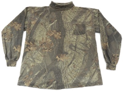 Vintage 80s Camo Turtle Neck Single Stitch Pocket Shirt XL