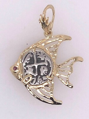ATOCHA Coin Pendant Angel Fish 14K Gold Sunken Treasure Coin Jewelry Pendant