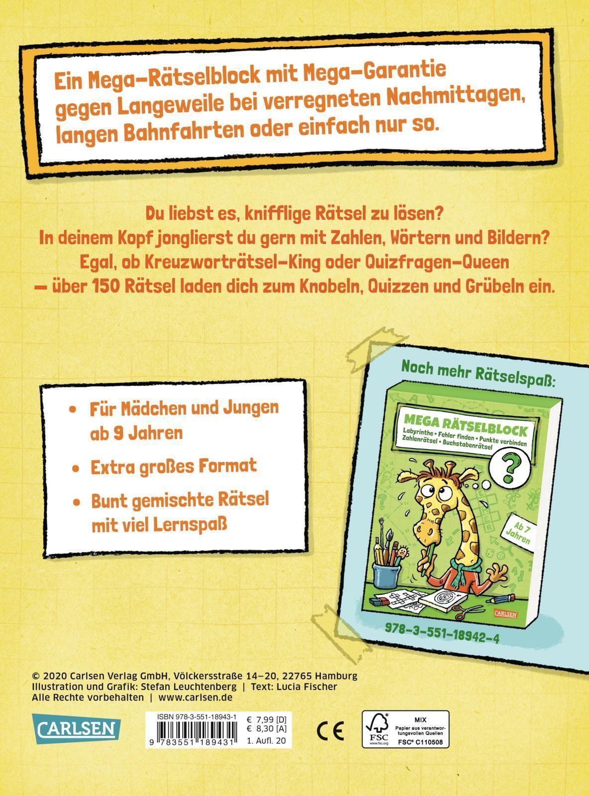 Thumbnail - Mega Rätselblock - Kreuzworträtsel, Quizfragen, Knobeleien,