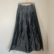 Vintage Rampage Womens Maxi Skirt 7 Gunmetal Taffeta Cybergoth Whimsigoth Vamp