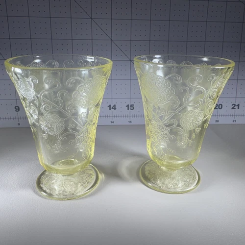 Depression Glass Hazel Atlas Florentine 2 Poppy 4” inch Set Cup Tumbler