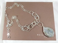 SILPADA Sterling Silver Labradorite WILD BLUE YONDER Hammered Necklace N3094